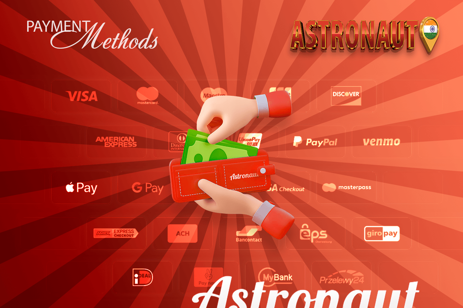 The Astronaut game offers various payment methods